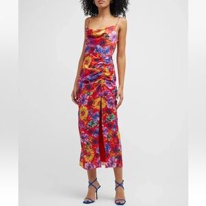 Milly Lilliana Floral Satin Maxi Dress